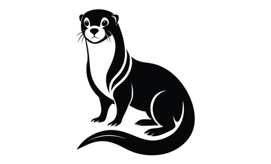 Otter line art vector pose silhouette, otter silhouette, otter line art black white vector illustration  