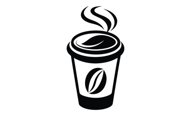 Coffee cup vector icon silhouette, Coffee cup silhouette vector, Drink icon 