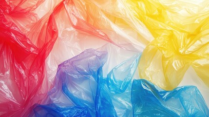 Obraz premium bright wrinkled transparent plastic bag poly wrap film texture white abstract background.