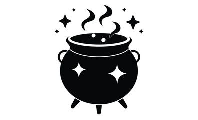 Witch cauldron poison brew silhouette, Witch cauldron poison brew silhouette vector, Cauldron silhouette  
