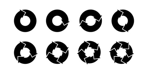 Circular arrows for infographics. Cycle pie chart with steps. Vector set isolated on white background.