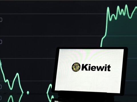 In this photo illustration, Kiewit Corporation logo seen displayed on a monitor.