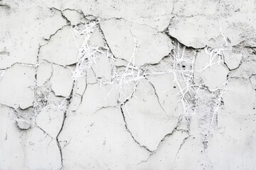 Fototapeta premium Cracked concrete wall texture with white lines showing weathering and age.