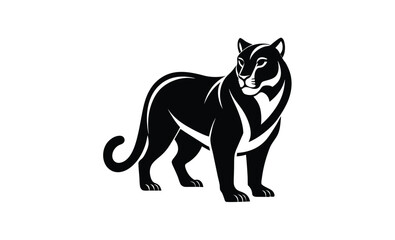 Black panther crouching silhouette, Black Panther Crouching, Front View 