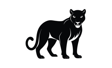 Black panther crouching silhouette, Black Panther Crouching, Front View 