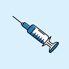 Medical Syringe Illustration with Blue Cap and Clear Barrel