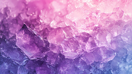 Fototapeta premium Vibrant display of pink and purple ice crystals creates stunning abstract background, showcasing delicate transitions and subtle textures of frozen formations. Frozen Transition. Illustration
