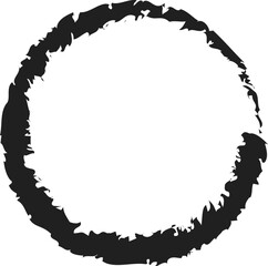 Vector ink grunge circle frame, abstract circle with brush stroke
