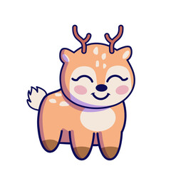 Cute cartoon reindeer vector illustration, Christmas kawaii baby deer