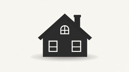 Simple house icon, white background, home design