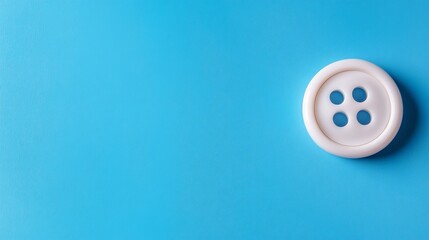 A single white button on a solid blue background. Space to left