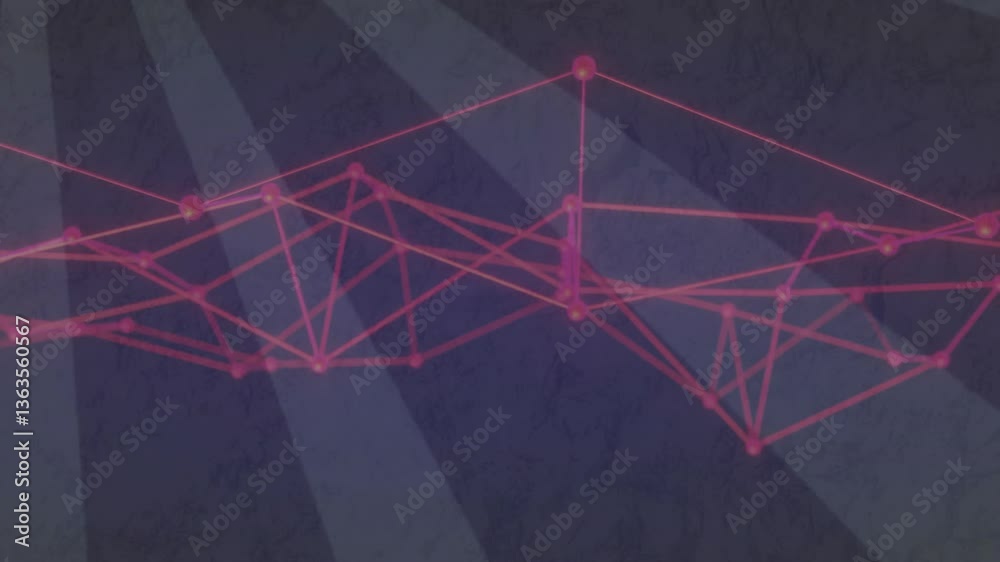 Poster animation of interconnected red lines and nodes forming network on dark background