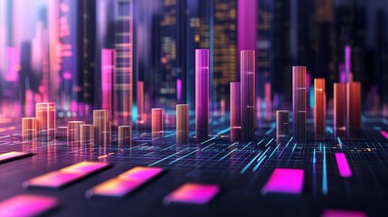 3D Infographics with graph and chart on abstract background