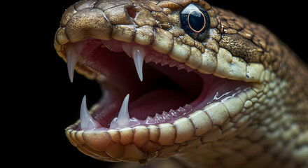 Fototapeta premium Captivating closeup of a sea snake revealing its menacingly impressive fangs