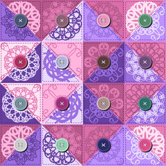 Patchwork print wallpaper background with different patterns quilting hobby craft handmade
