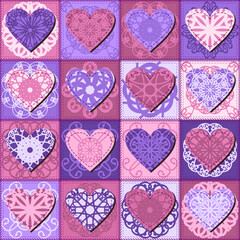 Naklejka premium Patchwork print wallpaper background with different patterns quilting hobby craft handmade