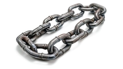 Obraz premium Heavy Metal Chain Isolated on White Background Industrial Strength Security and Bondage Symb