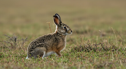 Ethiopian Highland Hare in Heath: A Portrait of Wildlife in Natural Habitat