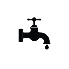 water tap silhouette on white background