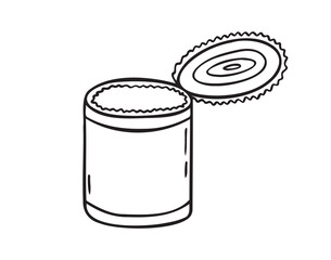 Tin can doodle hand drawn icon. Tin can camp canned food drawing outline clipart
