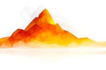 Abstract polygonal mountain range in vibrant hues on clean white backdrop