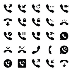 Glyph icons set for Telephone calls.