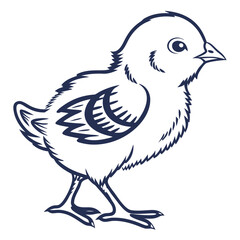 Obraz premium Cute baby chick illustration walking against a white background 