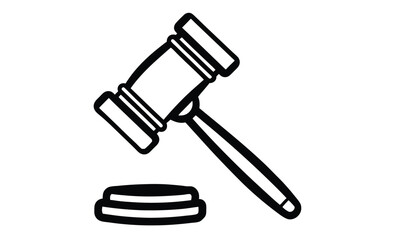Gavel vector logo icon silhouette, Gavel vector silhouette illustration logo 