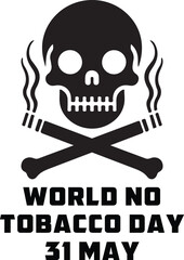 World No Tobacco Day, Skull Warning, Stop Smoking, Anti-Tobacco Awareness, Health Risk Illustration