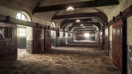 A photo of horse stables
