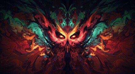Fototapeta premium Fiery Butterfly Abstract Art Rich Warm Colors. AI Generated