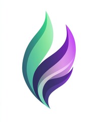 Abstract Green and Purple Minimalist Logo Design with Fluid Organic Forms