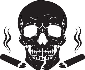 Smoking Kills, Skull and Cigarettes, Anti-Smoking Illustration, Tobacco Danger, Health Awareness Design