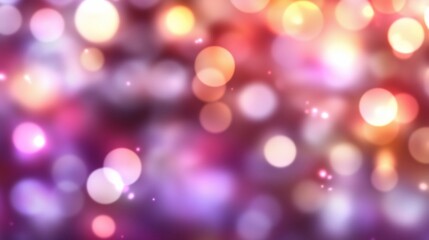 Obraz premium Blurred bokeh lights with colorful sparkles in soft shades of purple and gold