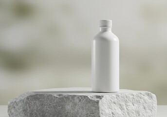 白磁瓶、柔らかな光に包まれ石台に佇む