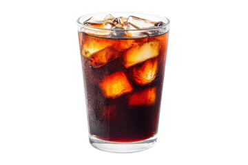 Refreshing glass of iced cola with ice cubes, cut out