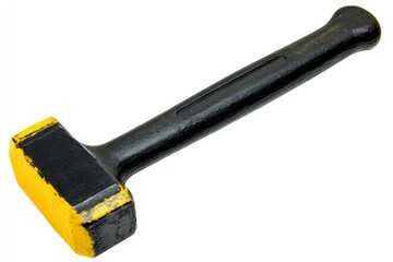 Sledgehammer with Black Handle and Yellow Head Tool Isolated on White