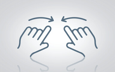 Zoom hand signs, Hand gesture icons with shadow with a silver abstract background