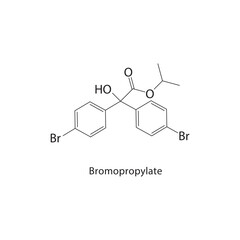 Fototapeta premium Bromopropylate skeletal structure. Halogenated carboxylate ester compound schematic illustration. Simple diagram, chemical formula.