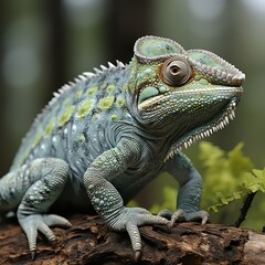 Fototapeta premium Close-Up of Vibrant Chameleon with Detailed Scales in Exotic Macro Wildlife Photography, Reptile, Skin Texture