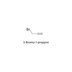 3-Bromo-1-propyne skeletal structure. Halogenated alkyne compound schematic illustration. Simple diagram, chemical formula.