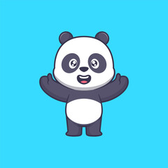 Fototapeta premium Cute panda cartoon icon illustration 