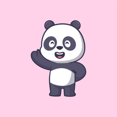 Cute panda cartoon icon illustration	