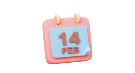Isolated Valentine's Day Calendar with 14 Feb Date