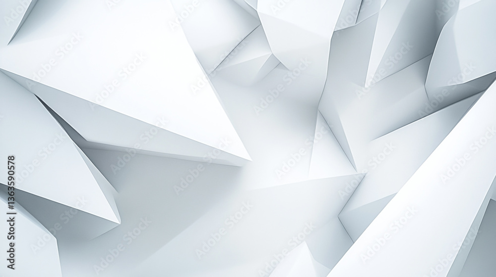 Poster geometric shapes in white abstract background with sharp edges and angles creating a modern design