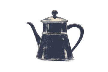 Fototapeta premium Vintage blue teapot with lid and spout in rustic design, cut out