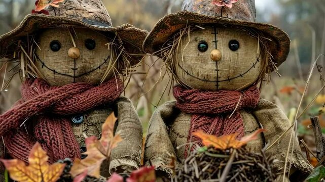 Harvest scarecrows for National Scarecrow Day, September 29th, creative designs, autumn celebration, rustic charm