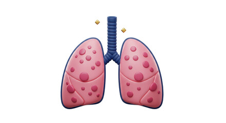 Isolated Pair of Lungs with Virus Dots on them