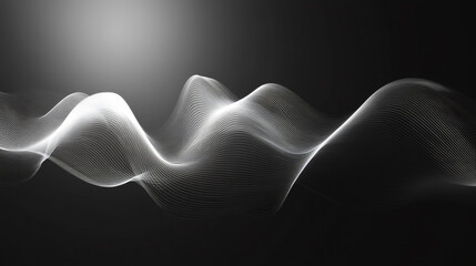 Abstract white wavy lines on a dark background with a soft light source from the top left corner
