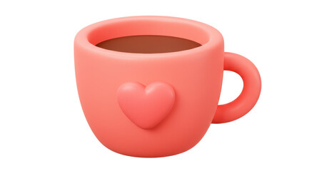 Isolated Pink Coffee Mug with Heart Detail for Valentine's Day